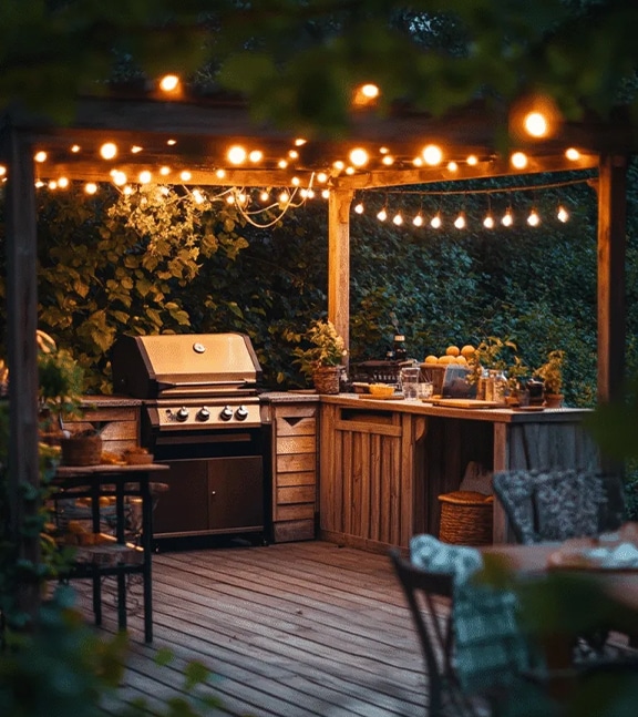 Luxury modular outdoor kitchen with BBQ and pergola Luxury modular outdoor kitchen with BBQ and pergola